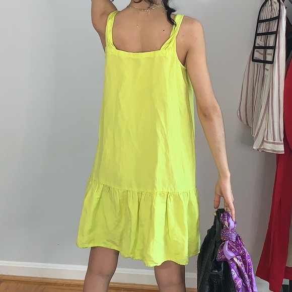 XS LOFT Neon Green Loft Linen Blend Mini Dress - Picture 6 of 6